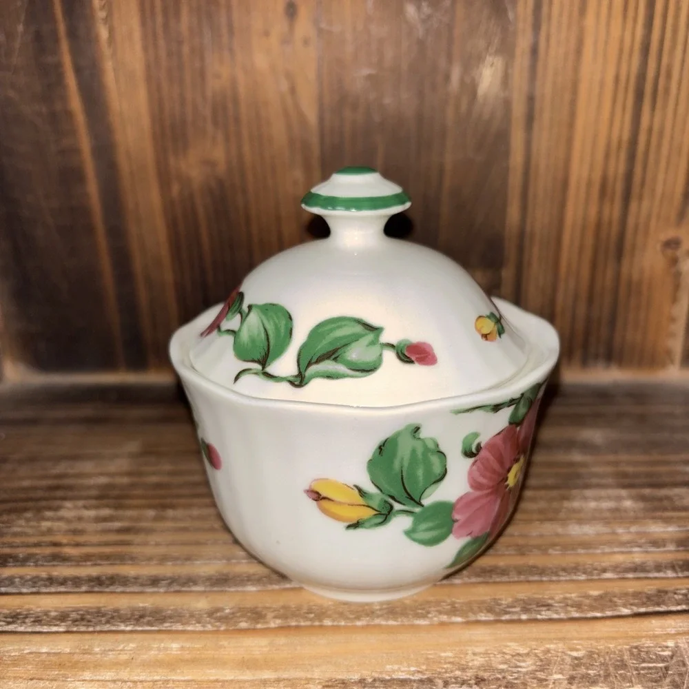 Eschenbach Feinkeramik CERANOVA Sugar Bowl with Lid Hand Painted Inglaze Vintage
